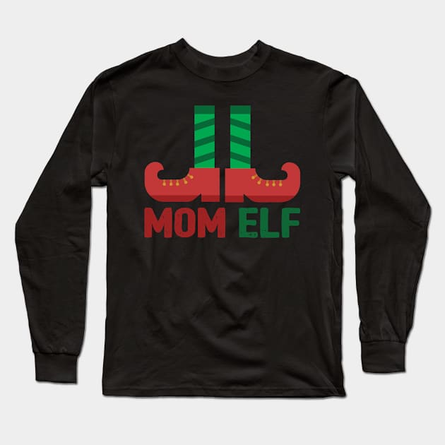 Mom Elf Matching Christmas Family Apparel Long Sleeve T-Shirt by Evoke Collective